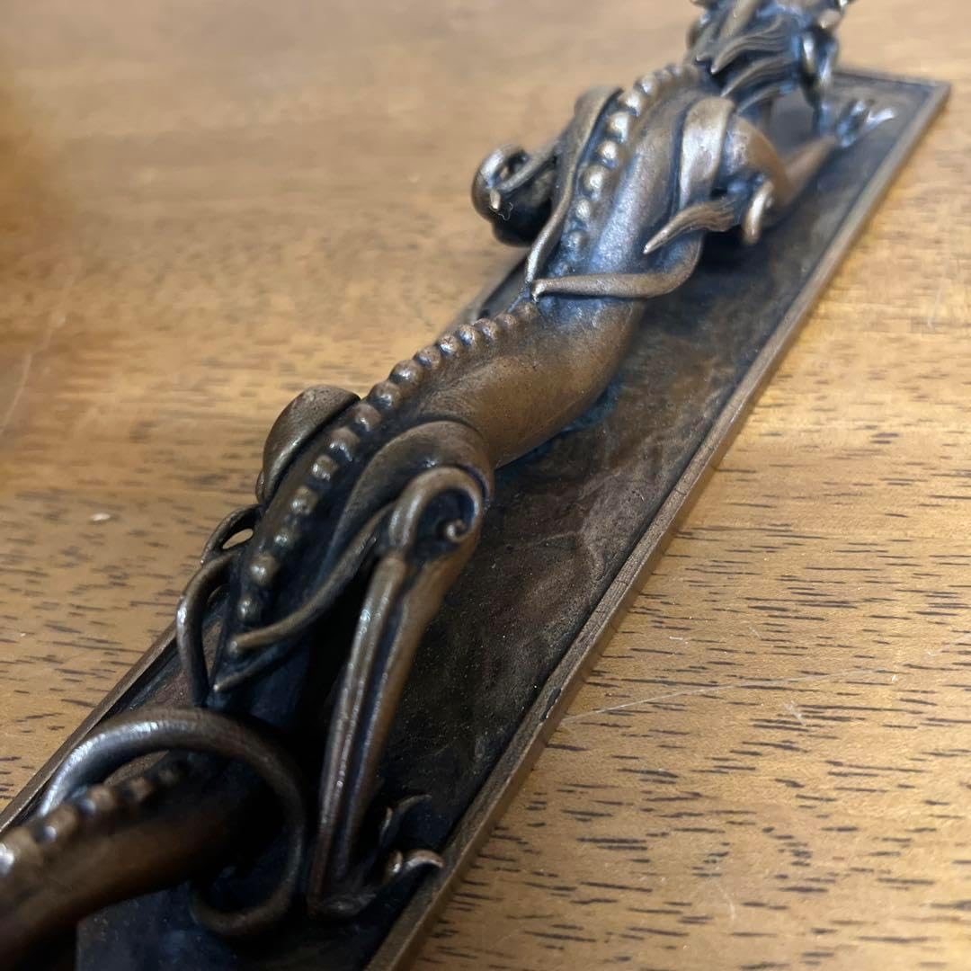 須賀月芳 高岡銅器 鋳銅 龍 文鎮 書鎮